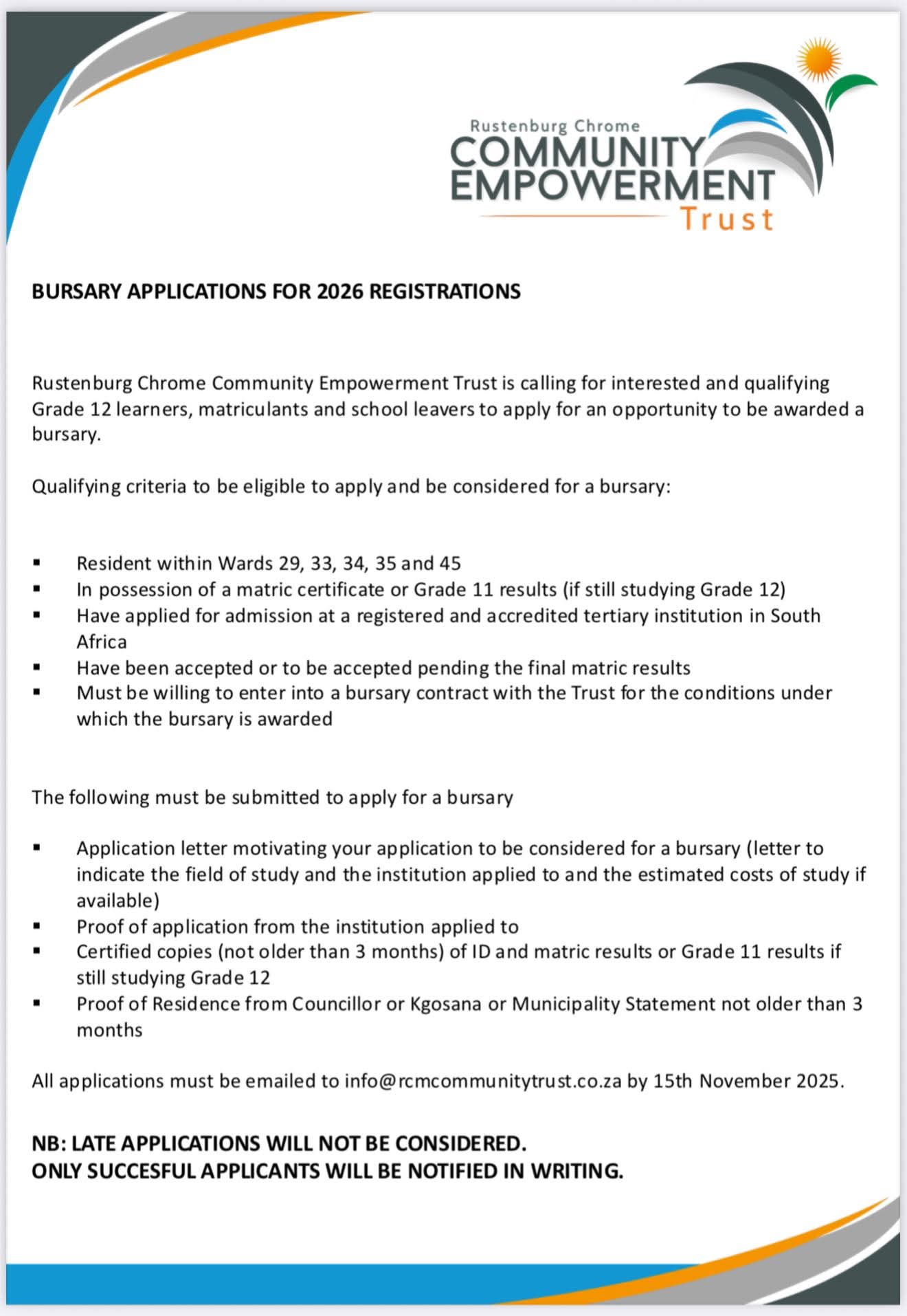 🎓 Bursary Applications Open for 2026! 🎓