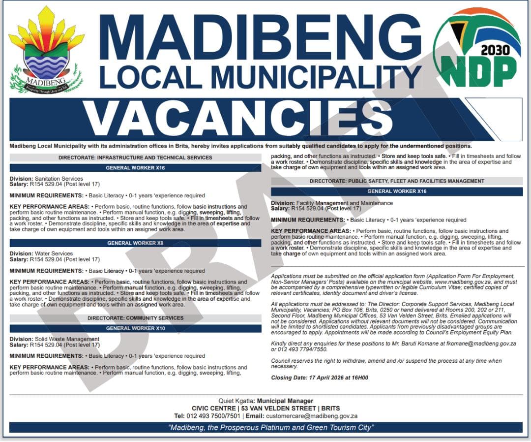 General Worker Vacancies (Multiple Posts) – Apply Now